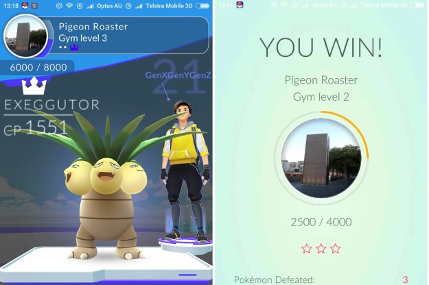 GenX GenY GenZ Pokemon Go Gym Win