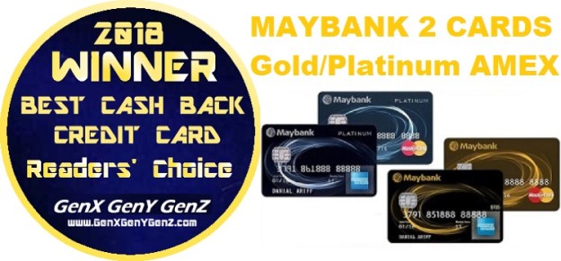 Readerss Choice Winner Best Cash Back Credit Card 2018 Maybank 2 Cards AMEX