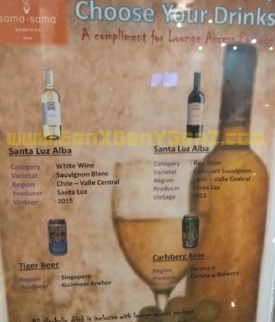 Sama Sama Airport Lounge KLIA 2 Malaysia drink Wine beer