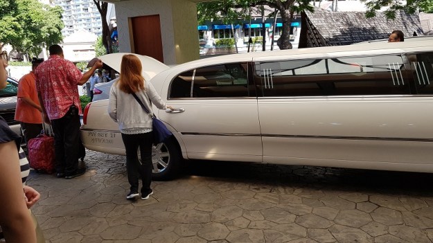 Stretch Limo ride to airport wifey