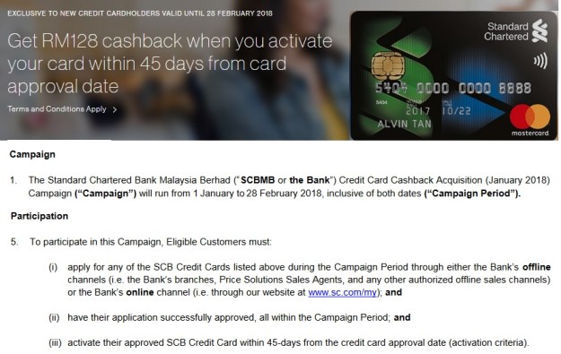 SCB Cash Back Gold MAsterCard campaign
