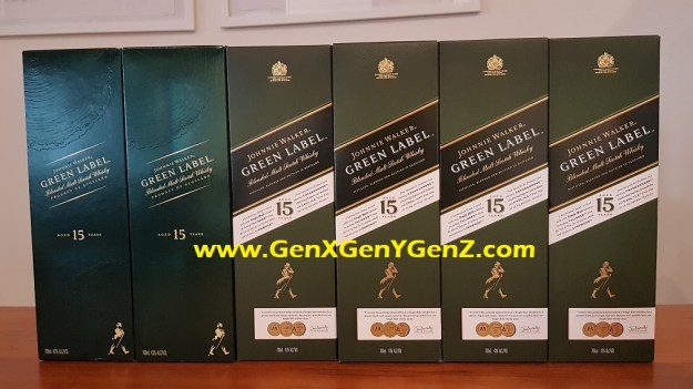 Johnnie Walker Green Label old and new box 2018
