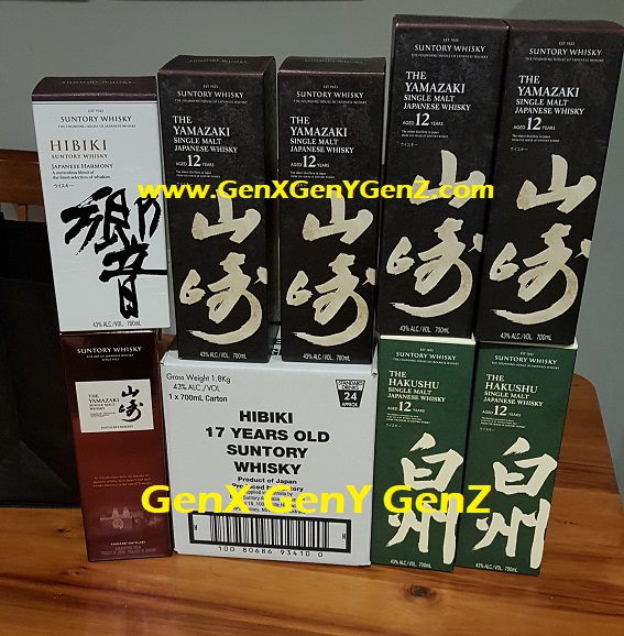 GenX Hibiki 17 Hakushu 12 and Yamazaki 2018