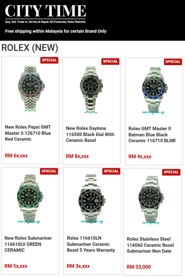 Rolex Submariner Hulk  GMT Master Batman Pepsi Price East Malaysia 2018 2019.jpg
