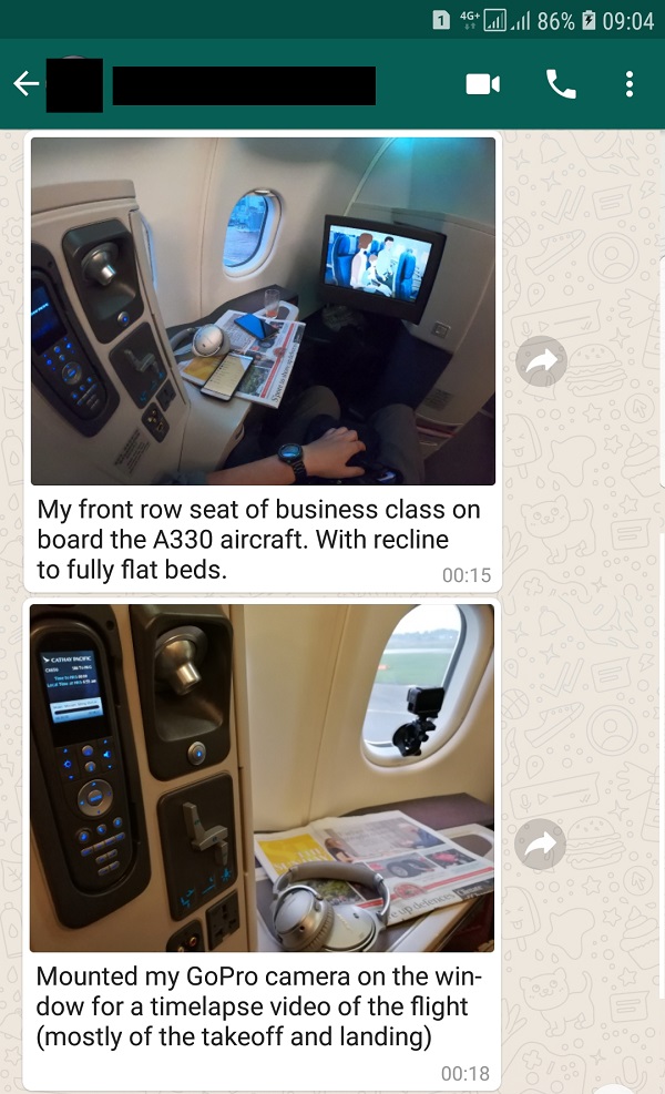 Cathay Pacific Airbus A330 Singapore to Hong Kong Business Class.jpg