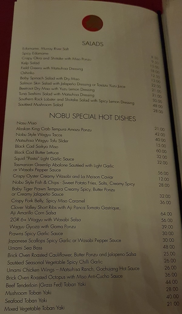 Nobu Menu 3