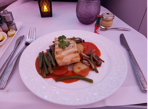 Qatar Airways Business Class Food Fish
