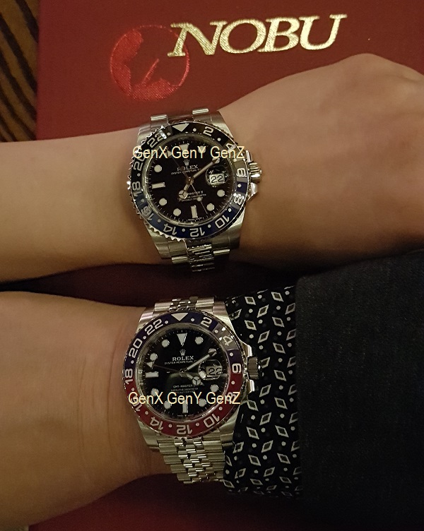 Rolex Batman 116710BLNR and Pepso 126710BLRO at Nobu Japanese Melbourne