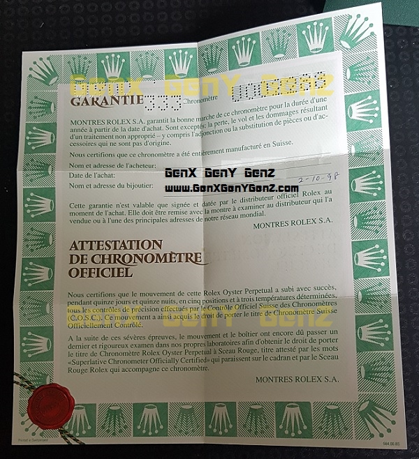 Rolex GMT Master 16700 Warranty Card 1988 Photo 2.jpg