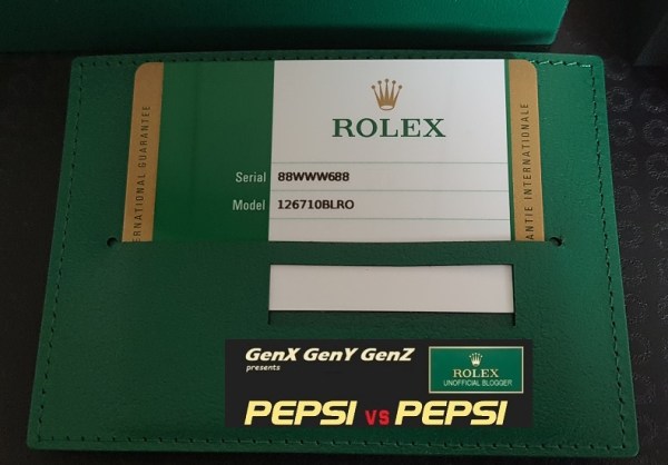 Rolex GMT Master II Pepsi 126710BLRO Warranty Card