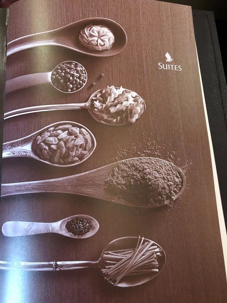 Singapore Airlines Aribus A380 New Suite Menu
