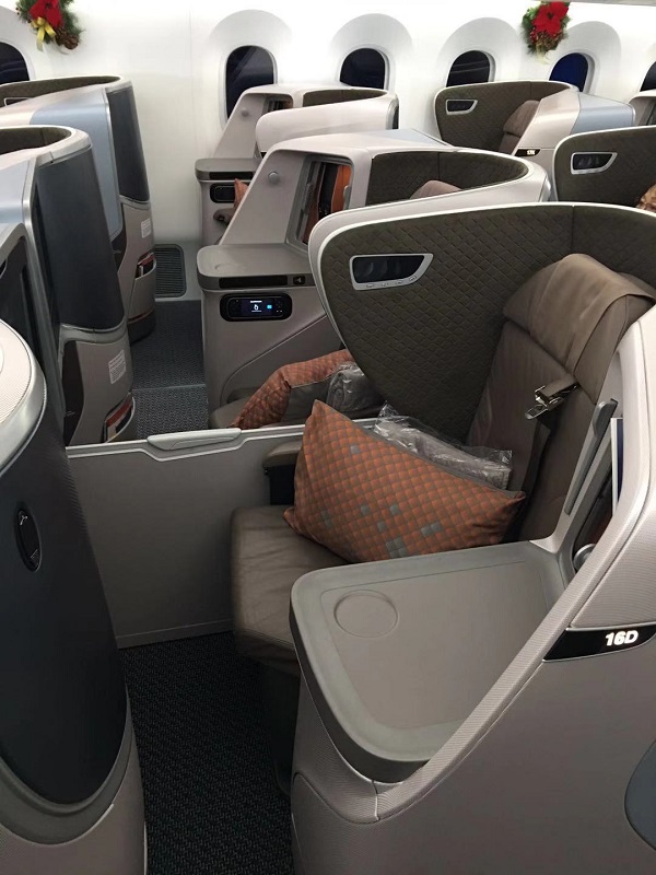 Singapore Airlines Business Class Boeing 787 Nagoya to Singapore Seat 6