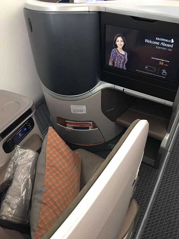 Singapore Airlines Business Class Boeing 787 Nagoya to Singapore Seat 8
