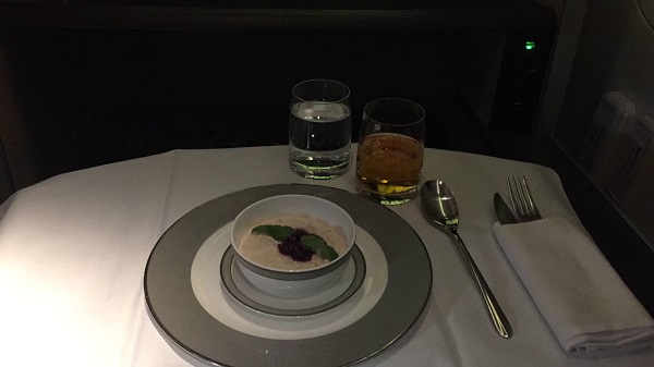 Singapore Airlines First Class to Paris Boeing 777 Drinks and Food Breakfast 1