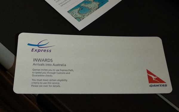 Qantas Melbourne Express Pass Through Customs