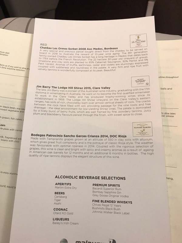 malaysia airlines business class beijing to kl food 3