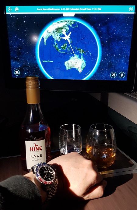 Cathay Pacific CX105 Business Class A350 Hong Kong to Melbourne Review In Flight Menu Hine Rare Cognac