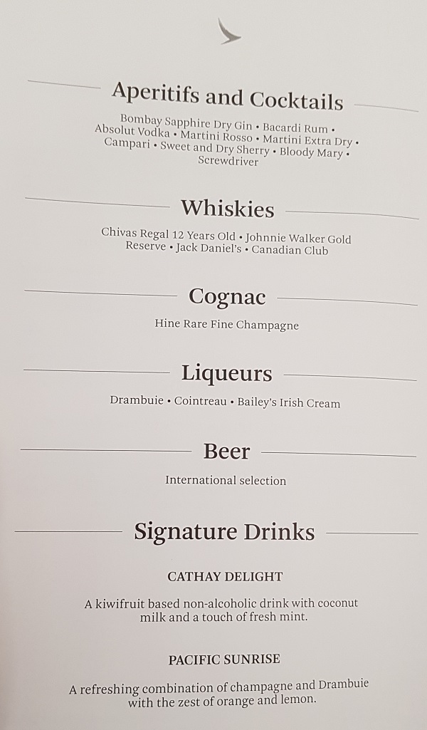 Cathay Pacific CX105 Hong Kong to Melbourne Business Class Review Food and Liquor 4.jpg