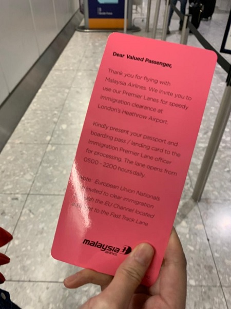 Malaysia Airlines Airbus A350 Business Suite First Class KL London Express Immigration