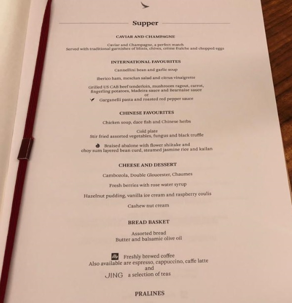 Cathay Pacific First Class Hong Kong to Vancounver In Flight Menu 4.jpg