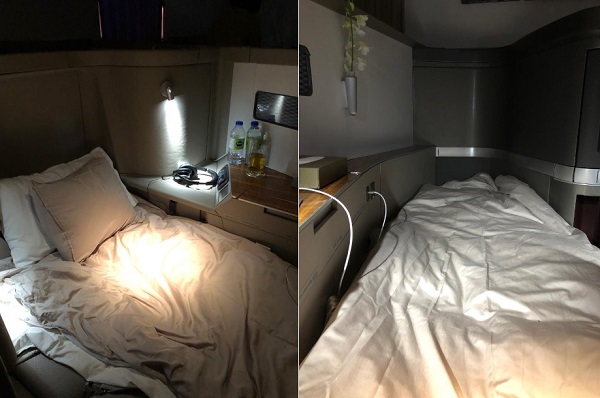 Cathay Pacific First Class Hong Kong to Vancounver Seat 1A Flat Bed Boeing 777 1.jpg