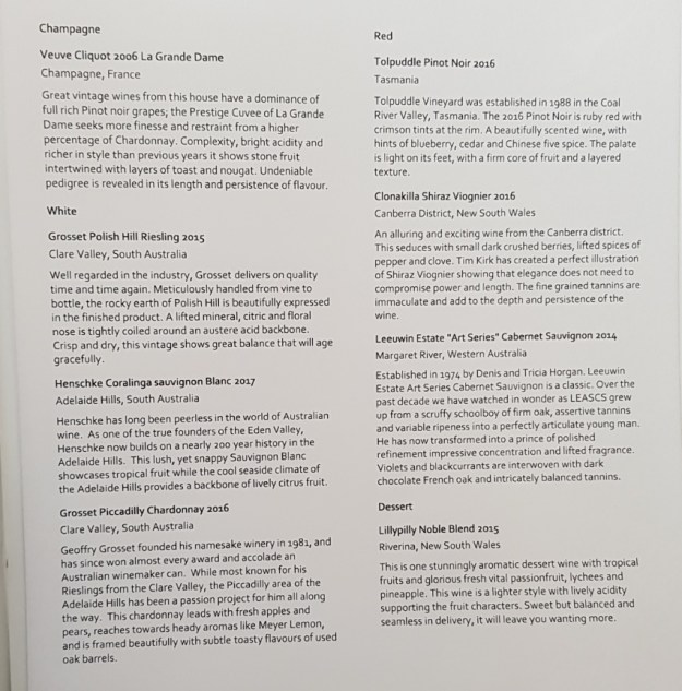 Qantas First Class Review Airbus A380 Menu In Flight 2