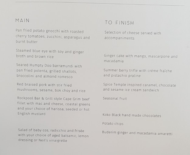 Qantas First Class Review Airbus A380 Menu In Flight 3