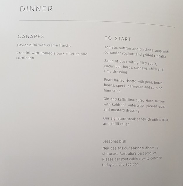 Qantas First Class Review Airbus A380 Menu In Flight 4