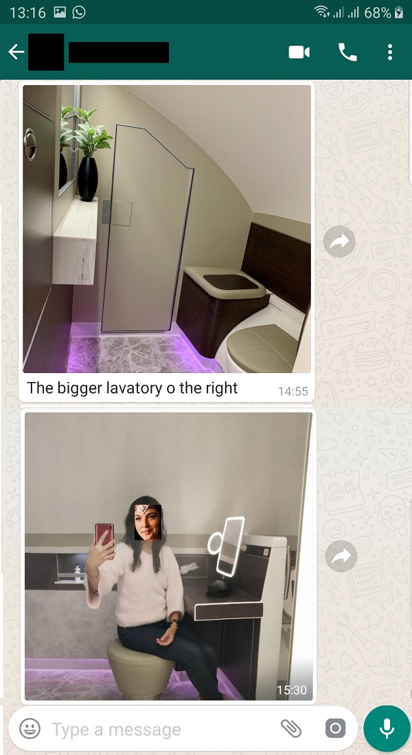 Singapore Airlines New Suite SQ317 London to Changi April 2019 Toilet 3