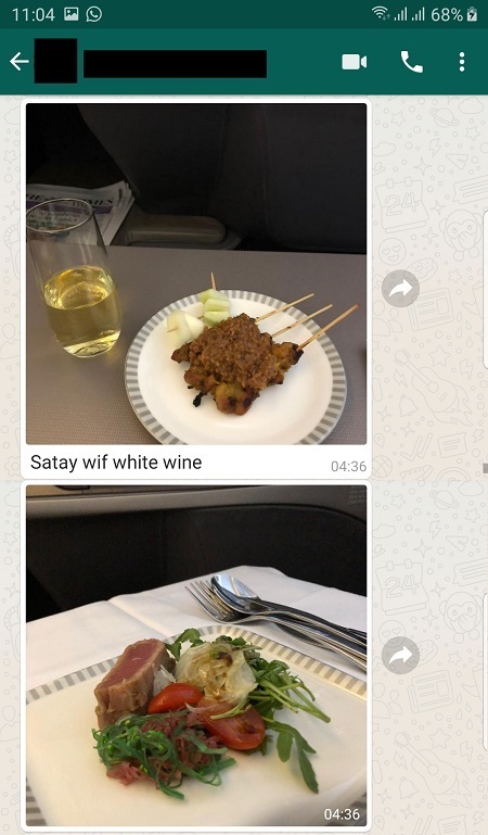 Singapore Airlines Business Class Seat Boeing 777 SQ318 Food 1