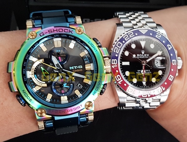 G-Shock MTG-B1000RB Rainbow Limited Edition versus Rolex GMT Master II Pepsi 9