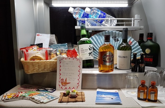 Japan Airlines Business Class Sky Suite Mini Bar Tokyo to Melbourne 1