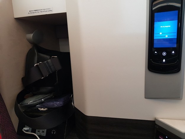 Japan Airlines Sky Suite Business Class Seat 1C Storage