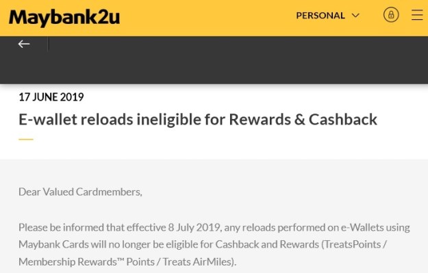 Maybank Credit Card Revision july 2019