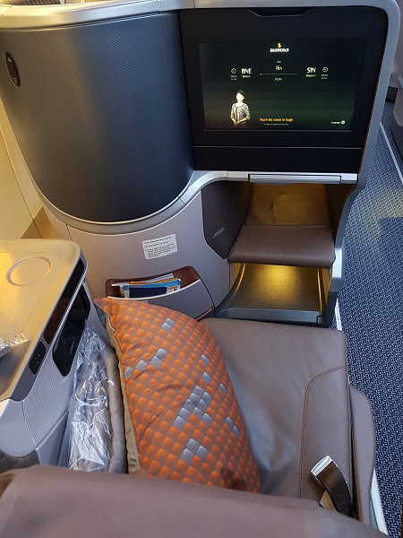 Singapore Airlines Business Class Brisbane to Singapore Aibus A350 Seat 3