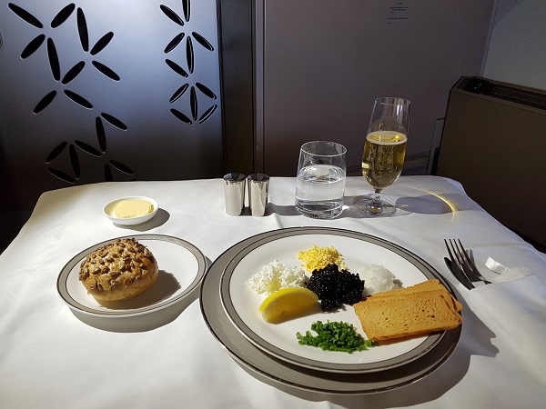 Singapore Airlines Airbus A380 Suite Class London to Singapore Caviar and Champagne