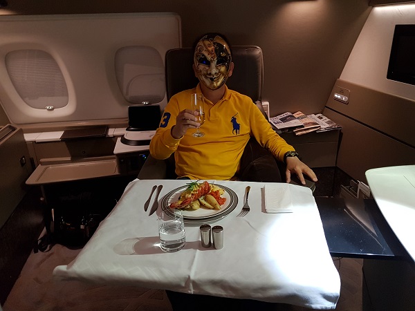 Singapore Airlines Airbus A380 Suite Class London to Singapore Lobster and Champagne