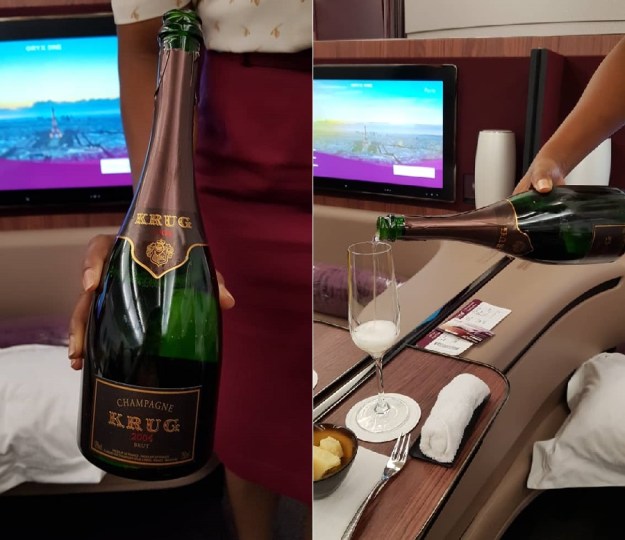 Qatar Airways First Class Airbus A380 Doha to Paris 7