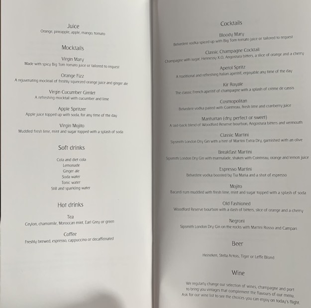 Emirate NEW First Class Boeing 777 Food Menu 2