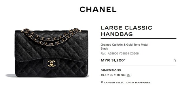 Chanel Large Classic Flap Black Handbag Malaysia Price