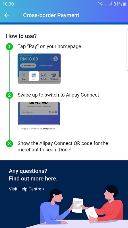 Touch n Go eWallet TnG Alipay Overseas 4
