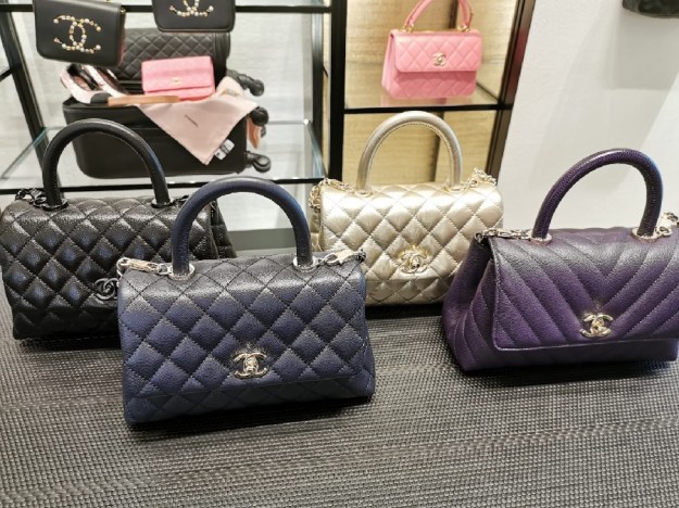 Chanel Small Flap Bag With Top Coco Handle Malaysia Black Blue Gold Purple