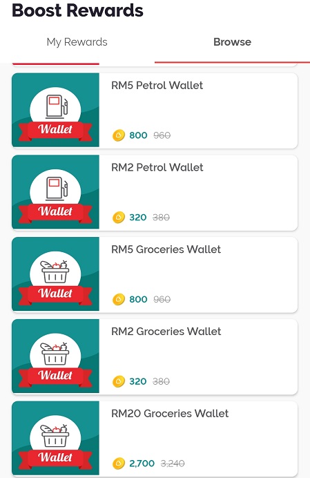 Boost Coins Can Redeem for what Petrol and Groceries